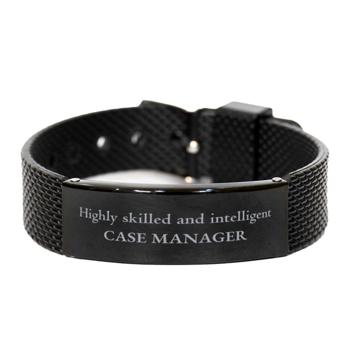 Best Case Manager Gifts, Highly skilled and intelligent, Appreciation Birthday Black Shark Mesh Bracelet for Case Manager, Men, Women, Friends, Coworkers - amangnyshop