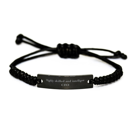 Best CFO Gifts, Highly skilled and intelligent, Appreciation Birthday Black Rope Bracelet for CFO, Men, Women, Friends, Coworkers - amangnyshop