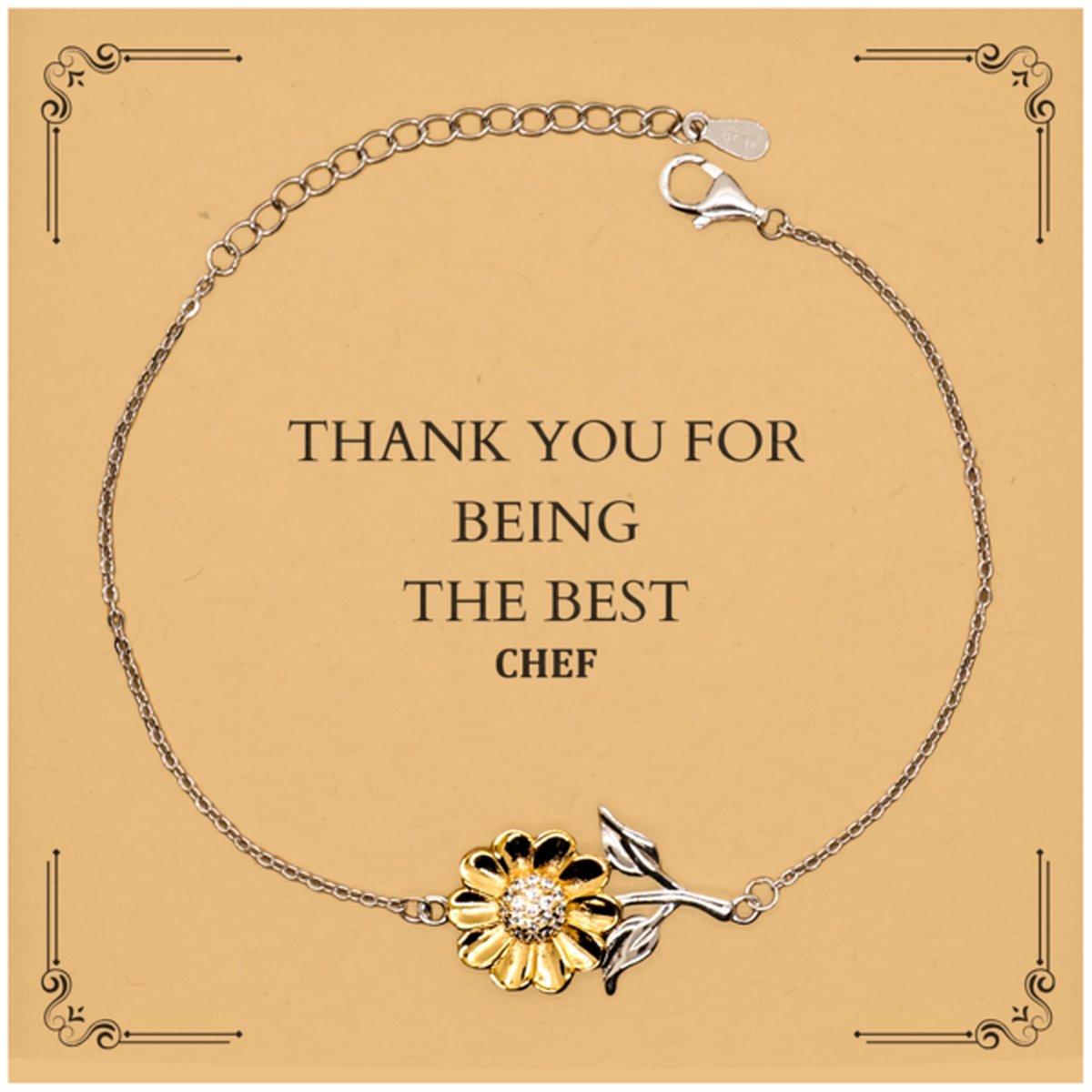 Best Chef Engraved Sunflower Bracelet With Inspirational Message For Kitchen Enthusiasts on Holidays and Special Occasions - amangnyshop