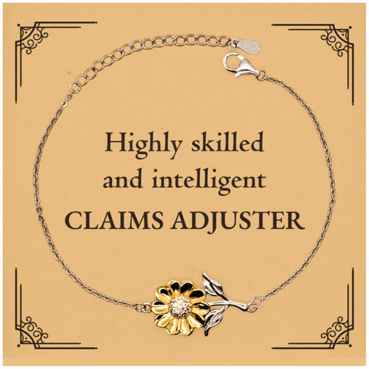 Best Claims Adjuster Gifts, Highly skilled and intelligent, Appreciation Birthday Sunflower Bracelet for Claims Adjuster, Men, Women, Friends, Coworkers - amangnyshop