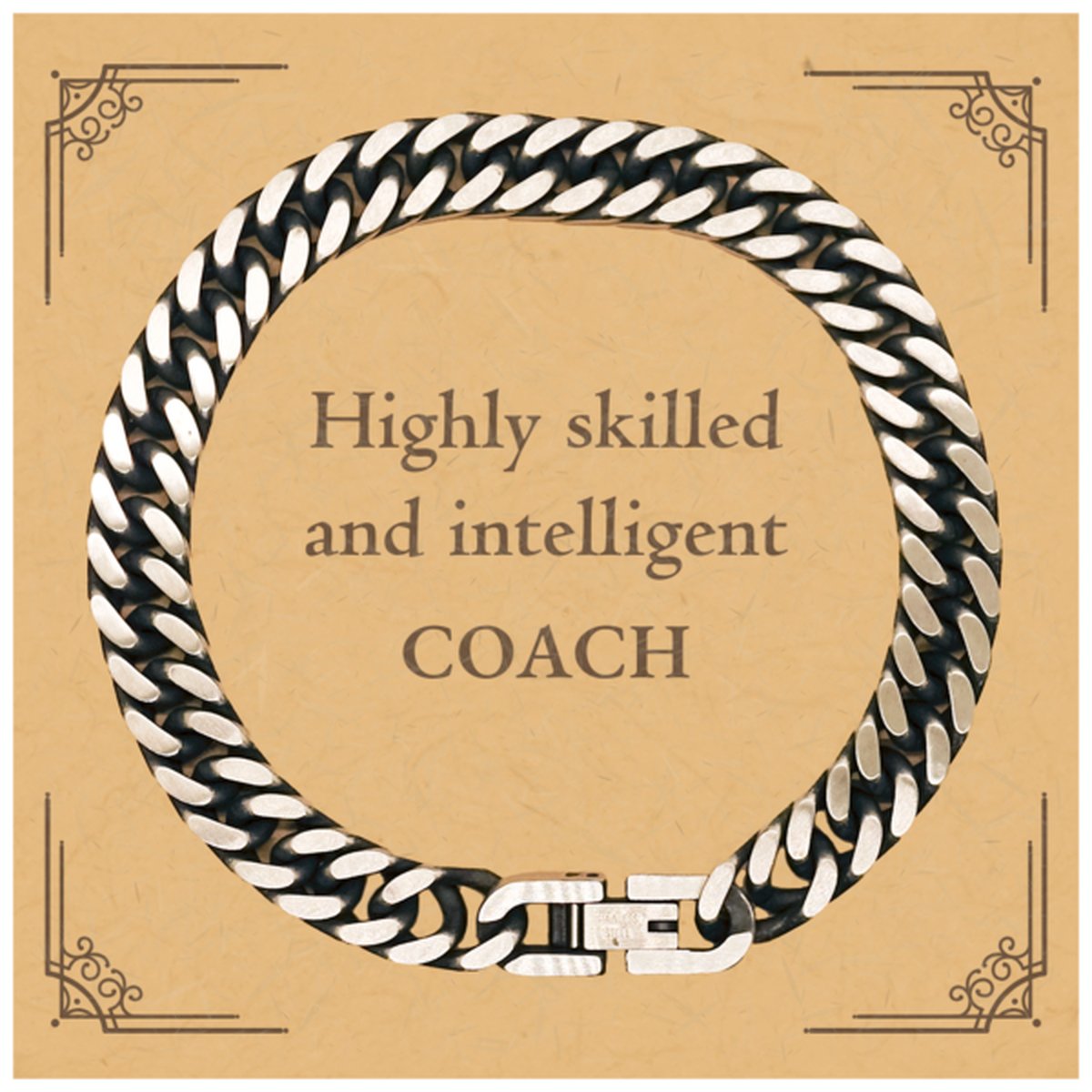 Best Coach Gifts, Highly skilled and intelligent, Appreciation Birthday Cuban Link Chain Bracelet for Coach, Men, Women, Friends, Coworkers - amangnyshop