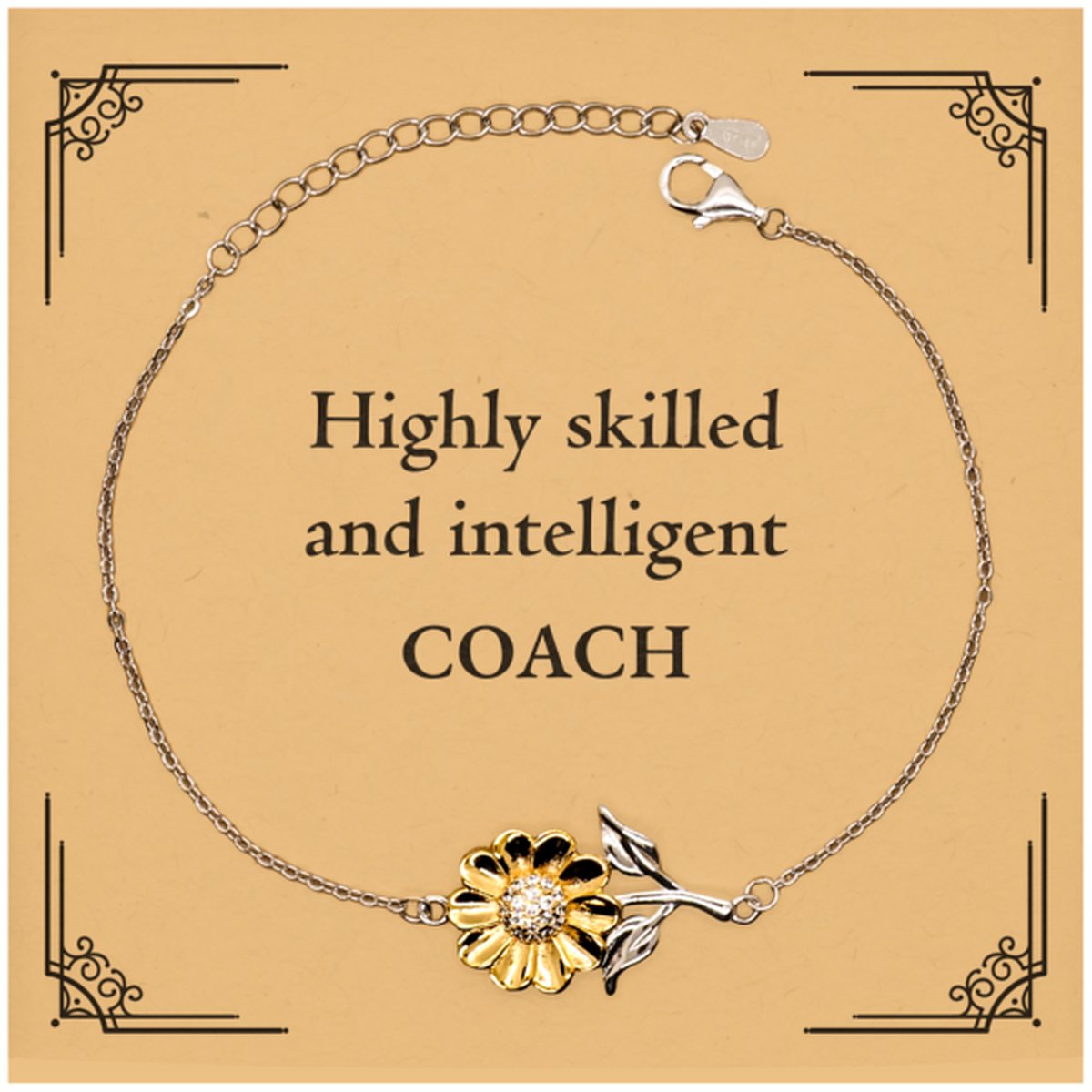 Best Coach Gifts, Highly skilled and intelligent, Appreciation Birthday Sunflower Bracelet for Coach, Men, Women, Friends, Coworkers - amangnyshop