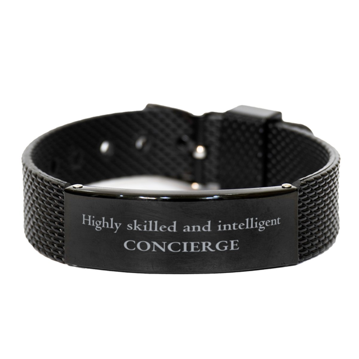 Best Concierge Gifts, Highly skilled and intelligent, Appreciation Birthday Black Shark Mesh Bracelet for Concierge, Men, Women, Friends, Coworkers - amangnyshop