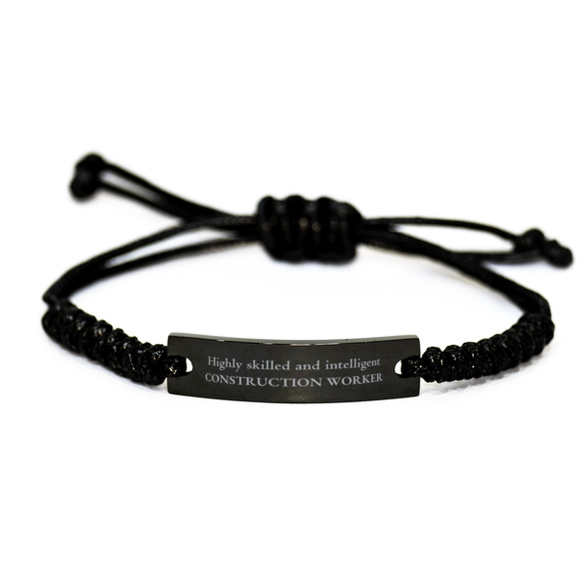 Best Construction Worker Gifts, Highly skilled and intelligent, Appreciation Birthday Black Rope Bracelet for Construction Worker, Men, Women, Friends, Coworkers - amangnyshop