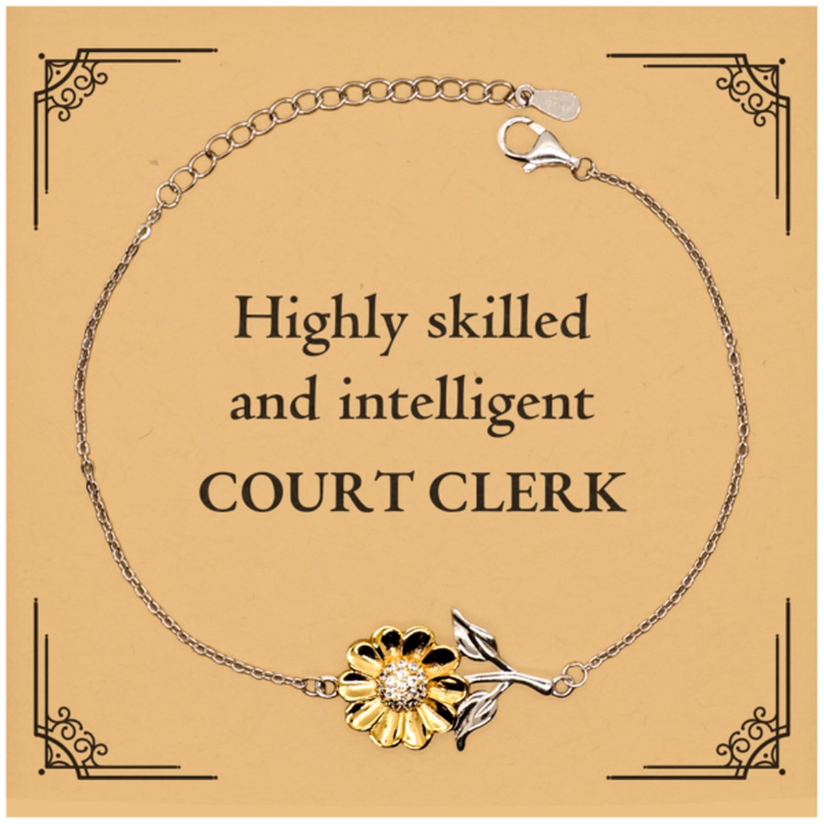 Best Court Clerk Gifts, Highly skilled and intelligent, Appreciation Birthday Sunflower Bracelet for Court Clerk, Men, Women, Friends, Coworkers - amangnyshop