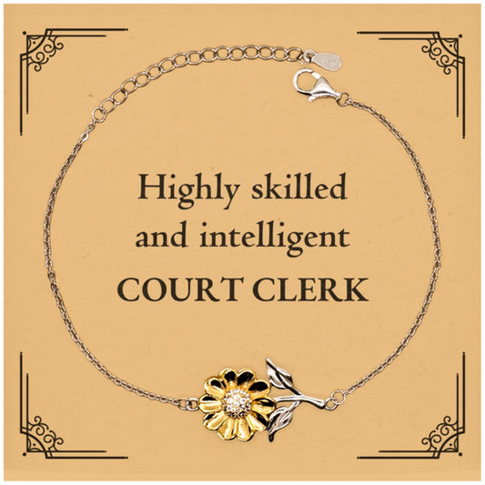 Best Court Clerk Gifts, Highly skilled and intelligent, Appreciation Birthday Sunflower Bracelet for Court Clerk, Men, Women, Friends, Coworkers - amangnyshop