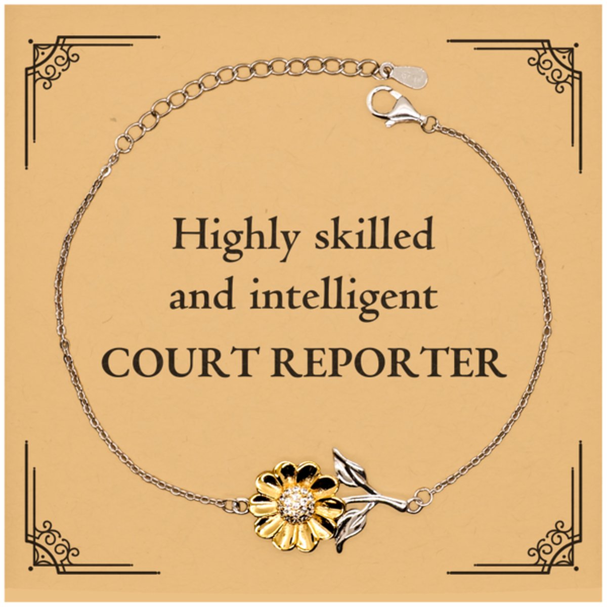 Best Court Reporter Gifts, Highly skilled and intelligent, Appreciation Birthday Sunflower Bracelet for Court Reporter, Men, Women, Friends, Coworkers - amangnyshop