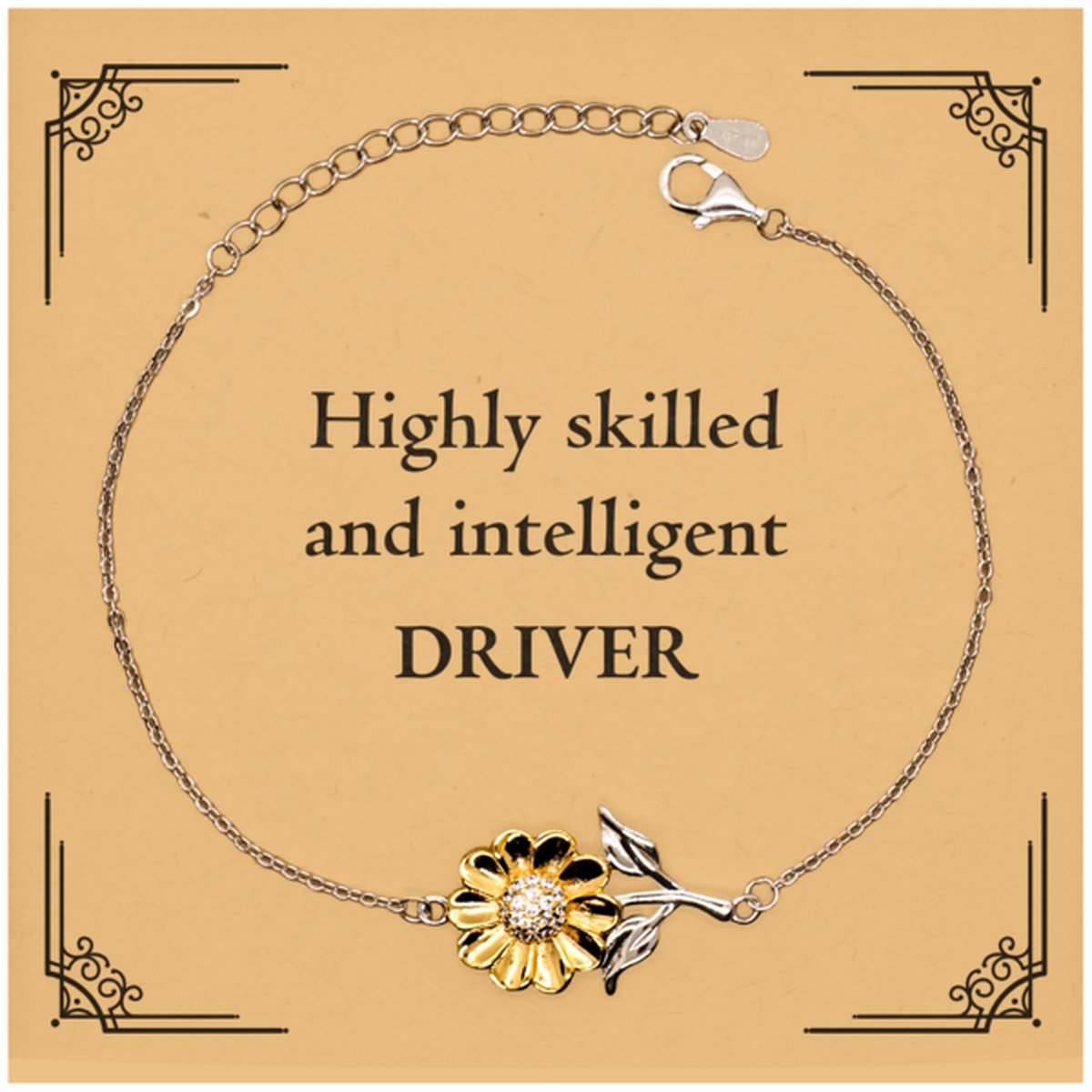 Best Driver Gifts, Highly skilled and intelligent, Appreciation Birthday Sunflower Bracelet for Driver, Men, Women, Friends, Coworkers - amangnyshop