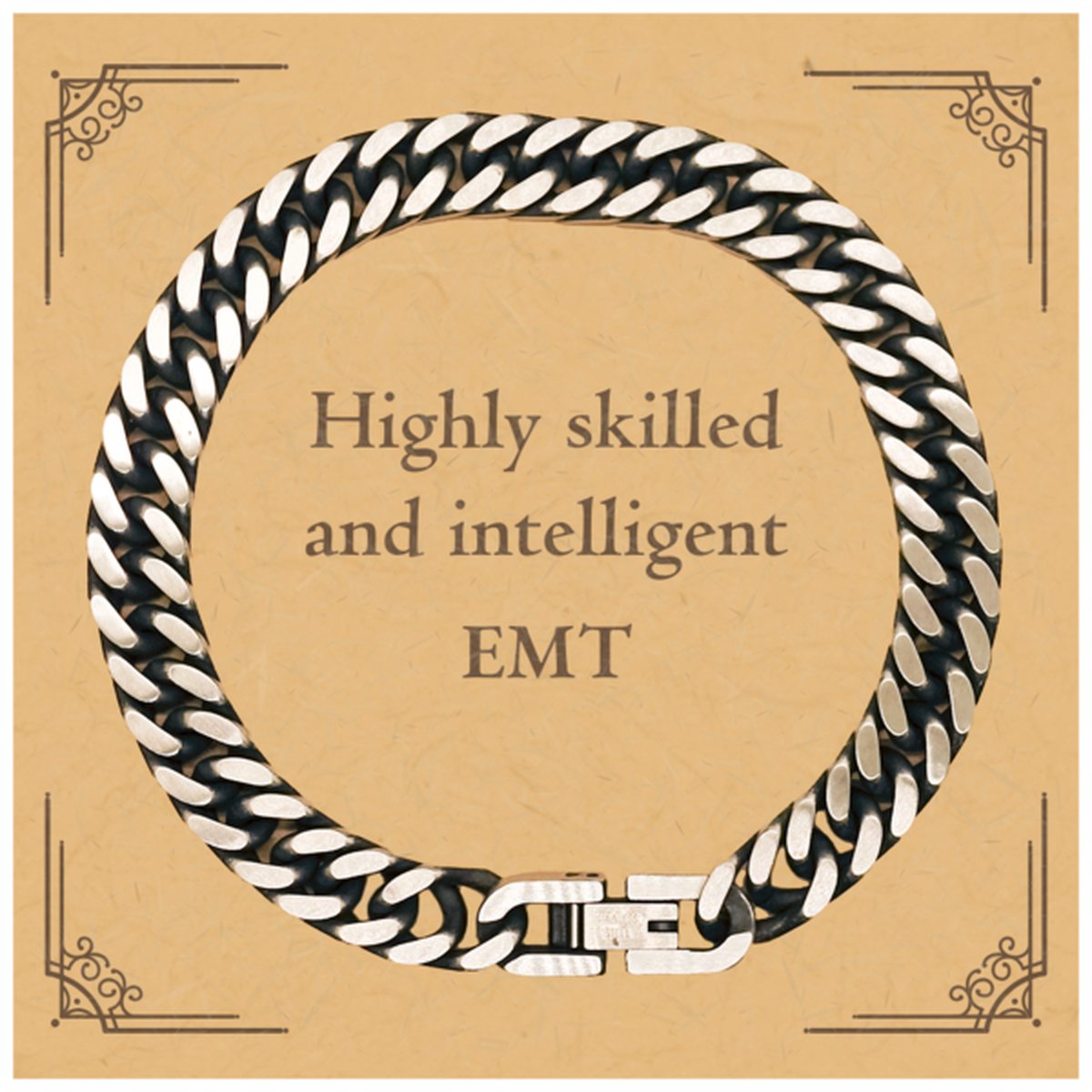 Best EMT Gifts, Highly skilled and intelligent, Appreciation Birthday Cuban Link Chain Bracelet for EMT, Men, Women, Friends, Coworkers - amangnyshop