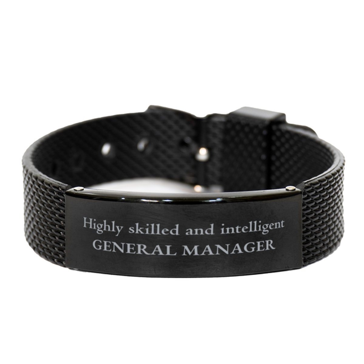 Best General Manager Gifts, Highly skilled and intelligent, Appreciation Birthday Black Shark Mesh Bracelet for General Manager, Men, Women, Friends, Coworkers - amangnyshop