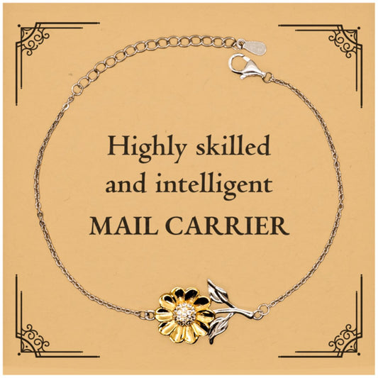 Best Mail Carrier Gifts, Highly skilled and intelligent, Appreciation Birthday Sunflower Bracelet for Mail Carrier, Men, Women, Friends, Coworkers - amangnyshop