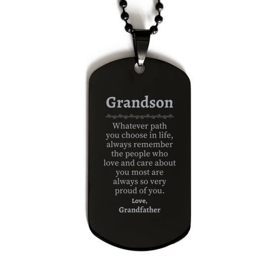 grandson black dog tag always so very proud of you inspirational grandson birthday supporting gifts from grandfather