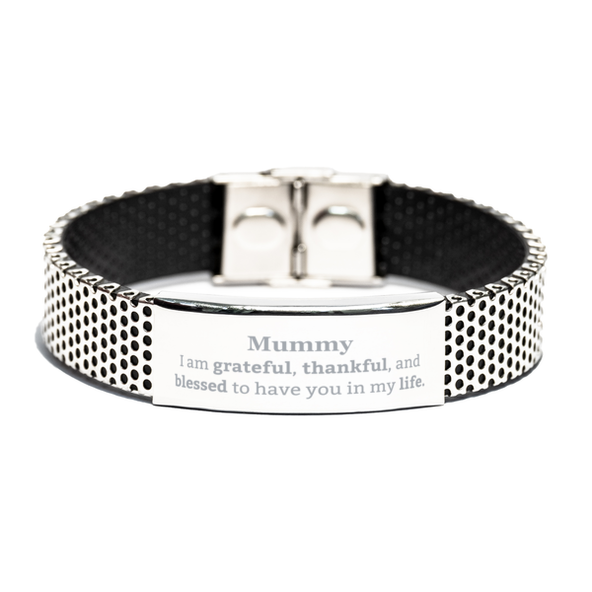 Mummy Appreciation Gifts, I am grateful, thankful, and blessed, Thank You Stainless Steel Bracelet for Mummy, Birthday Inspiration Gifts for Mummy