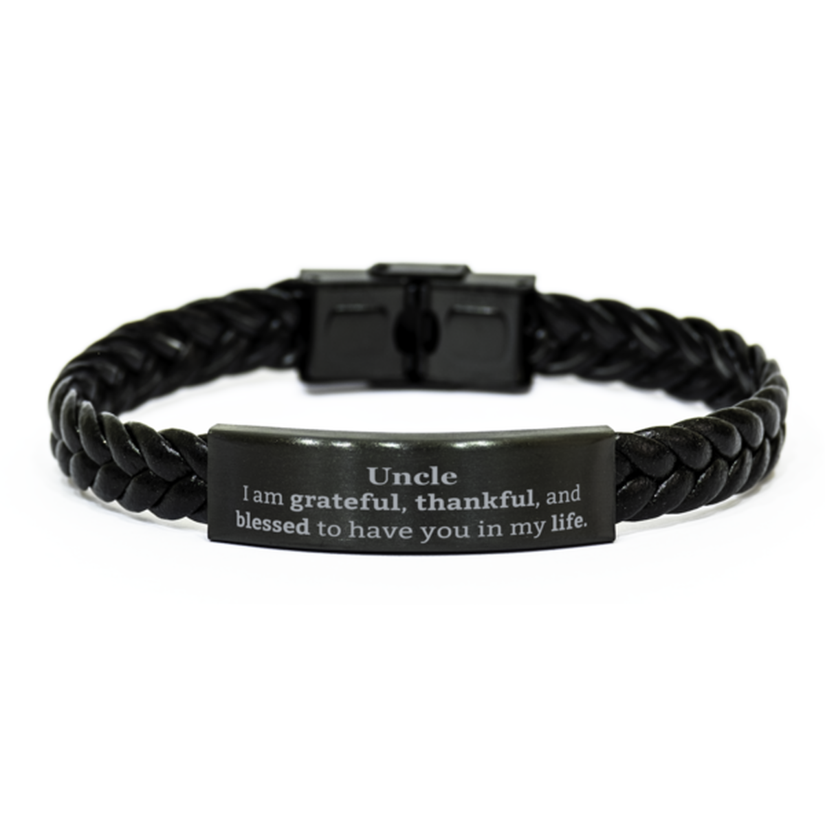 Uncle Appreciation Gifts, I am grateful, thankful, and blessed, Thank You Braided Leather Bracelet for Uncle, Birthday Inspiration Gifts for Uncle