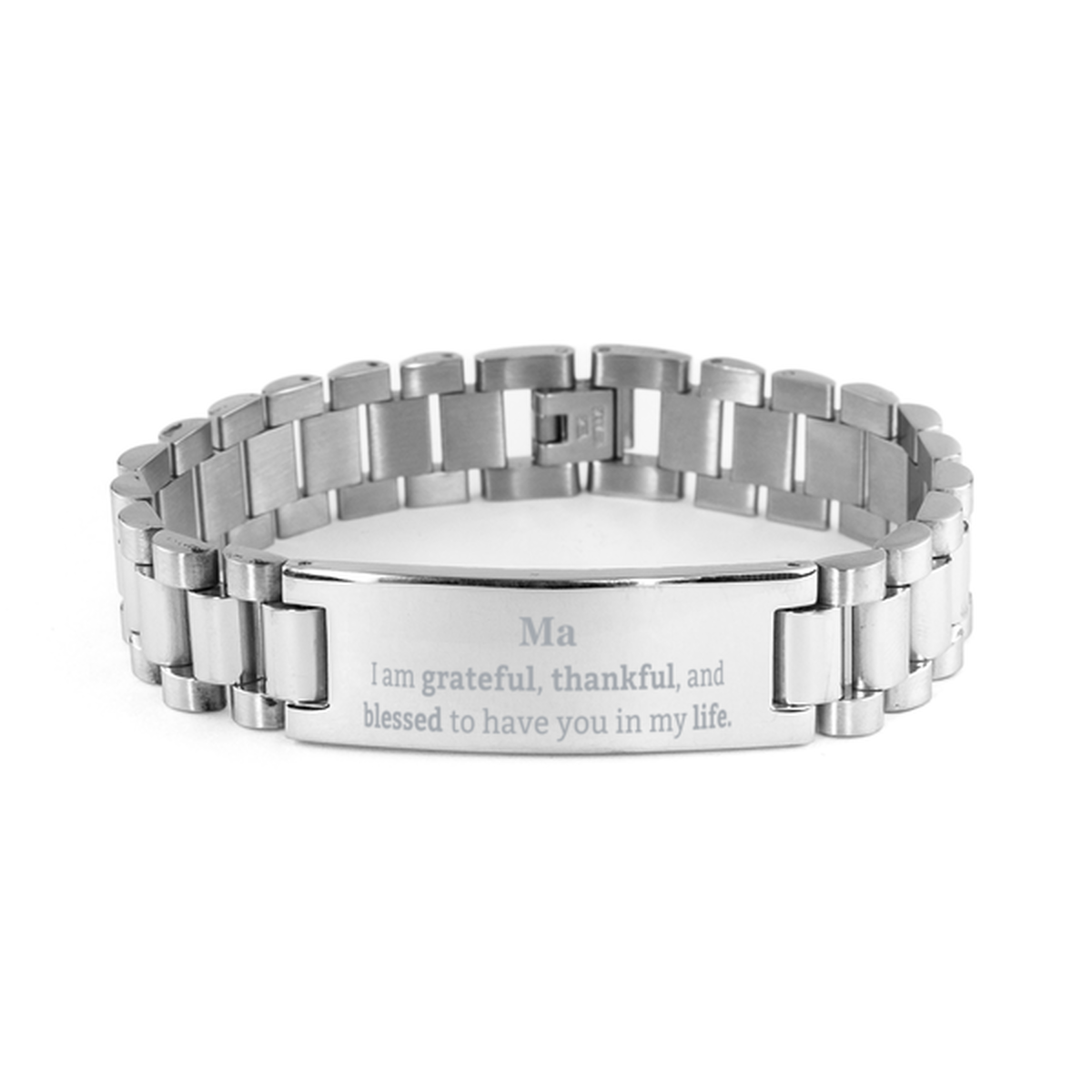 Ma Appreciation Gifts, I am grateful, thankful, and blessed, Thank You Ladder Stainless Steel Bracelet for Ma, Birthday Inspiration Gifts for Ma