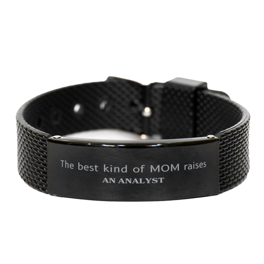 Funny Analyst Mom Gifts, The best kind of MOM raises Analyst, Birthday, Mother's Day, Cute Black Shark Mesh Bracelet for Analyst Mom