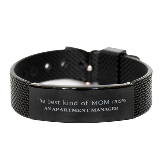 Funny Apartment Manager Mom Gifts, The best kind of MOM raises Apartment Manager, Birthday, Mother's Day, Cute Black Shark Mesh Bracelet for Apartment Manager Mom