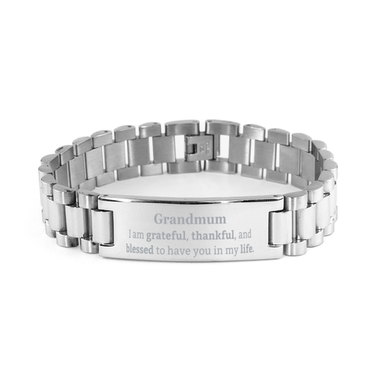 Grandmum Appreciation Gifts, I am grateful, thankful, and blessed, Thank You Ladder Stainless Steel Bracelet for Grandmum, Birthday Inspiration Gifts for Grandmum