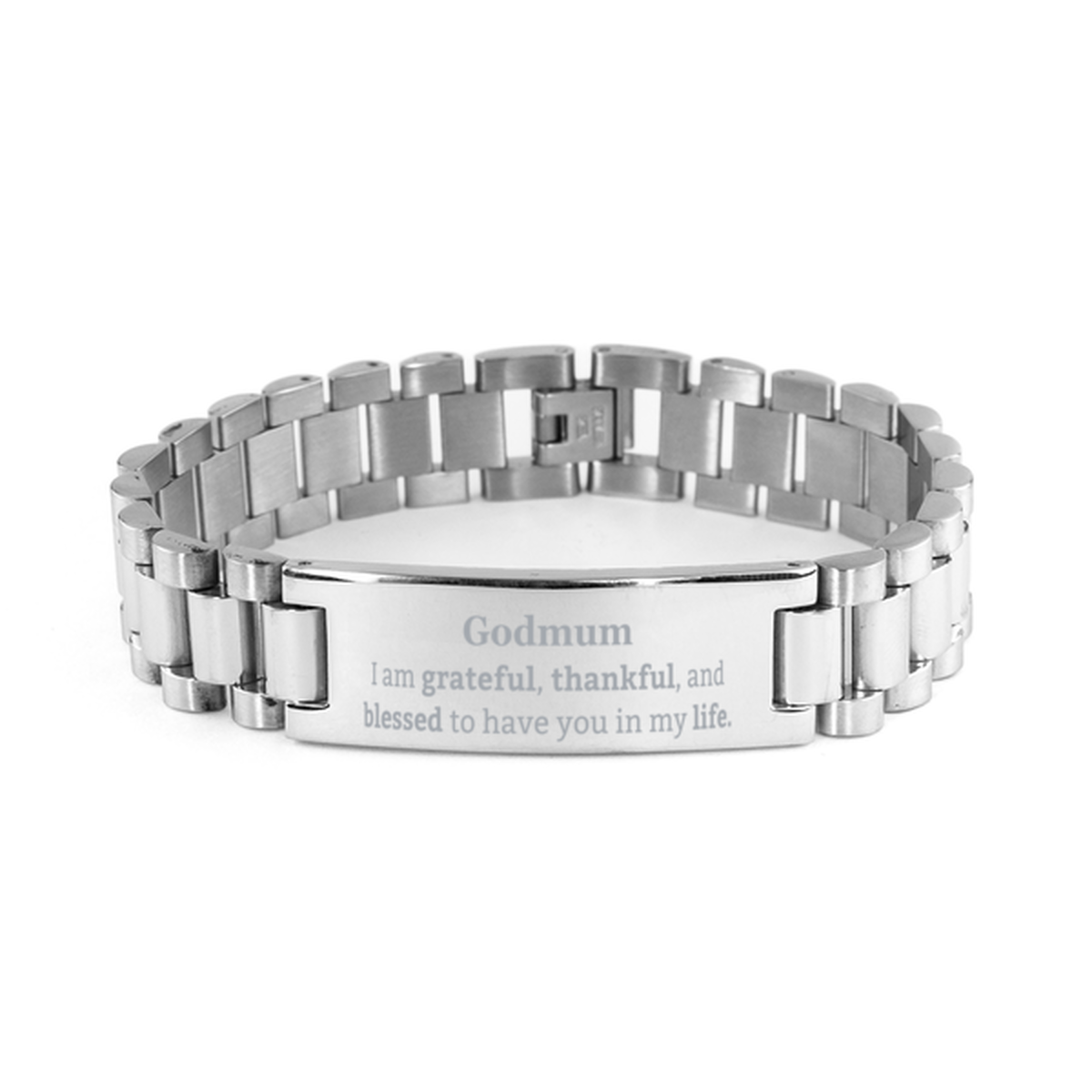 Godmum Appreciation Gifts, I am grateful, thankful, and blessed, Thank You Ladder Stainless Steel Bracelet for Godmum, Birthday Inspiration Gifts for Godmum