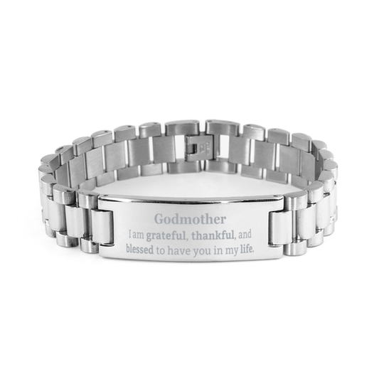 Godmother Appreciation Gifts, I am grateful, thankful, and blessed, Thank You Ladder Stainless Steel Bracelet for Godmother, Birthday Inspiration Gifts for Godmother