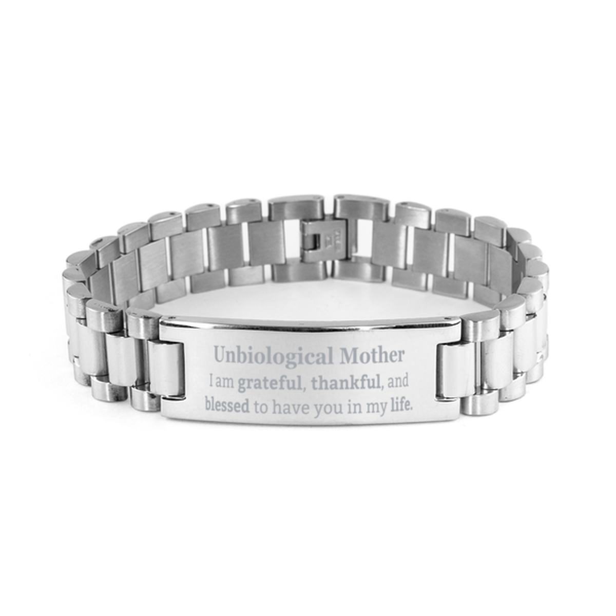 Unbiological Mother Appreciation Gifts, I am grateful, thankful, and blessed, Thank You Ladder Stainless Steel Bracelet for Unbiological Mother, Birthday Inspiration Gifts for Unbiological Mother