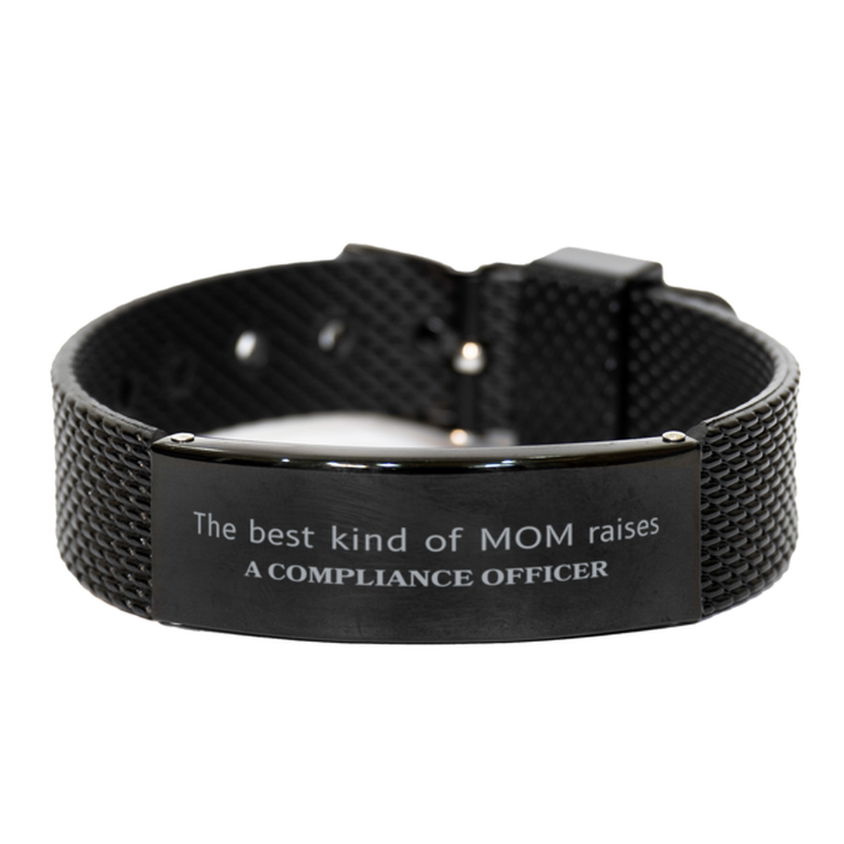 Funny Compliance Officer Mom Gifts, The best kind of MOM raises Compliance Officer, Birthday, Mother's Day, Cute Black Shark Mesh Bracelet for Compliance Officer Mom