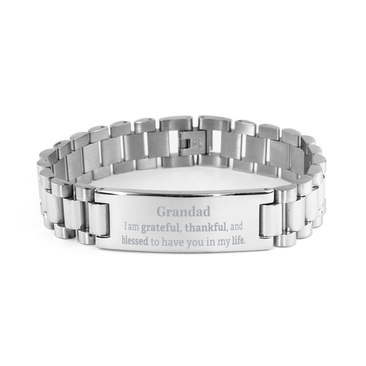 Grandad Appreciation Gifts, I am grateful, thankful, and blessed, Thank You Ladder Stainless Steel Bracelet for Grandad, Birthday Inspiration Gifts for Grandad