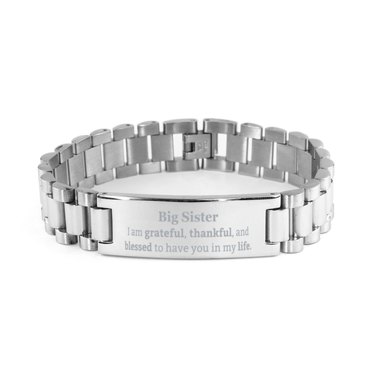 Big Sister Appreciation Gifts, I am grateful, thankful, and blessed, Thank You Ladder Stainless Steel Bracelet for Big Sister, Birthday Inspiration Gifts for Big Sister