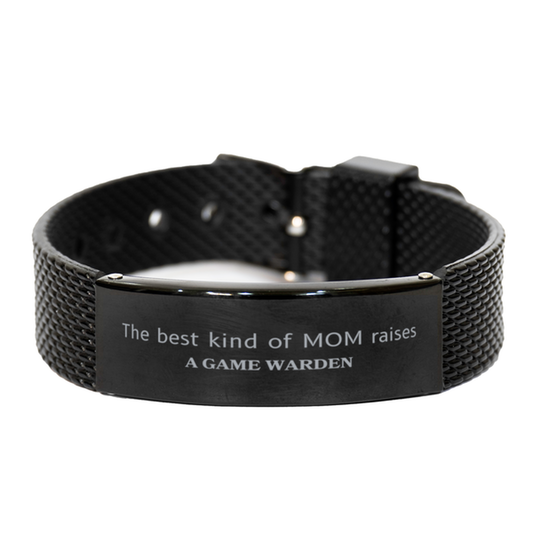 Funny Game Warden Mom Gifts, The best kind of MOM raises Game Warden, Birthday, Mother's Day, Cute Black Shark Mesh Bracelet for Game Warden Mom