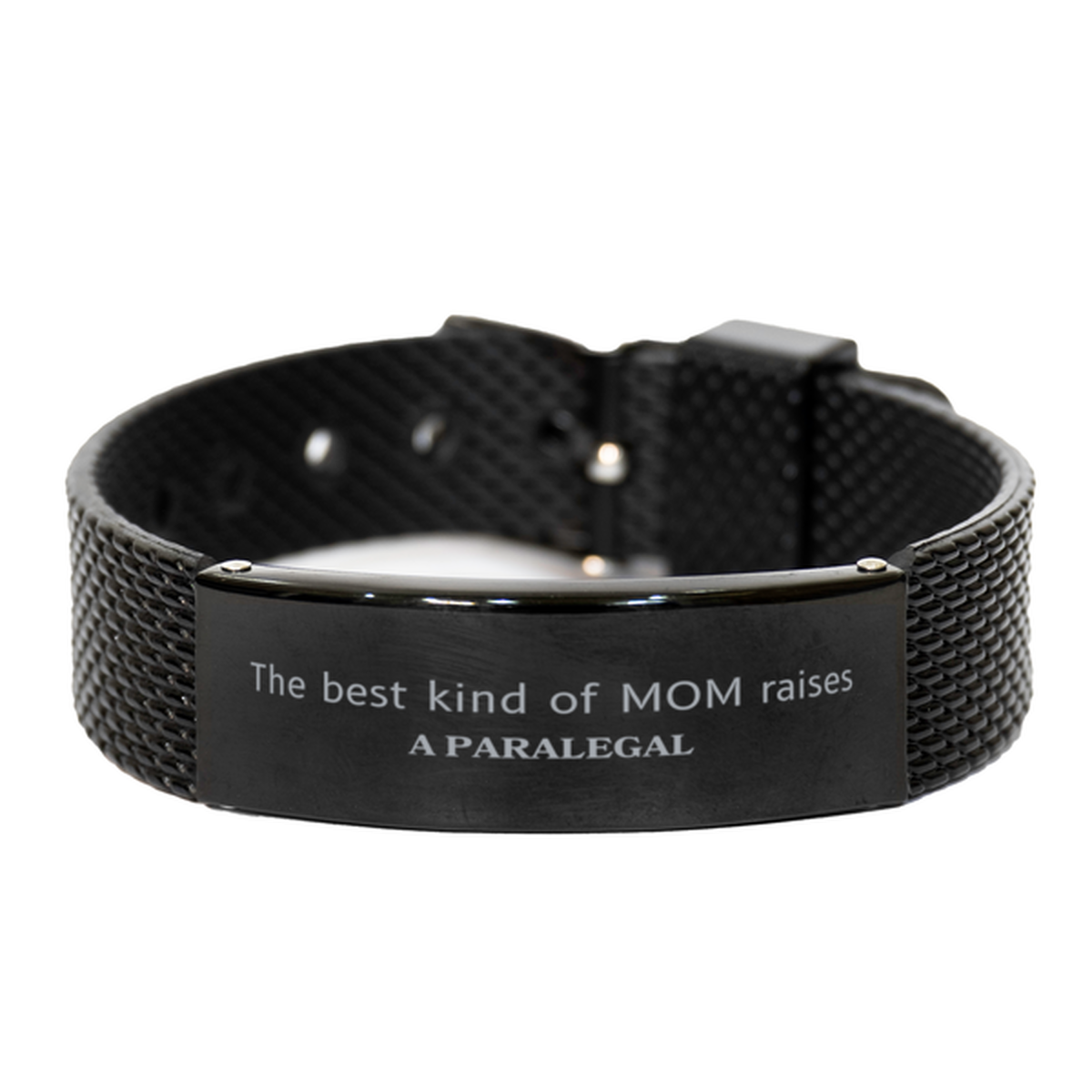 Funny Paralegal Mom Gifts, The best kind of MOM raises Paralegal, Birthday, Mother's Day, Cute Black Shark Mesh Bracelet for Paralegal Mom