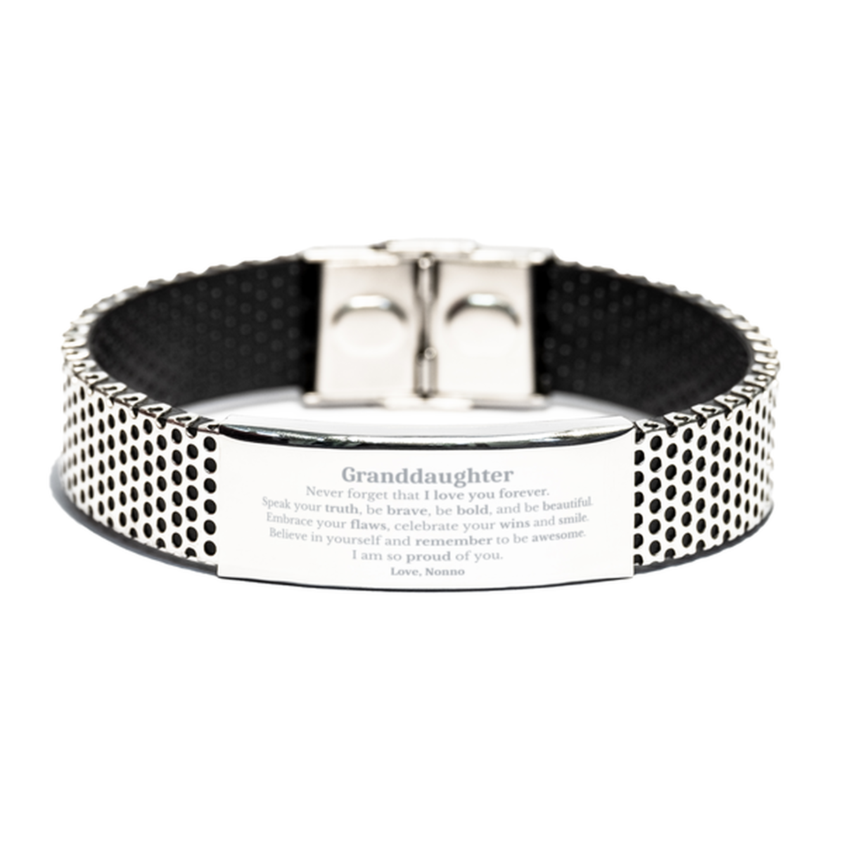 Granddaughter Stainless Steel Bracelet, Never forget that I love you forever, Inspirational Granddaughter Birthday Unique Gifts From Nonno