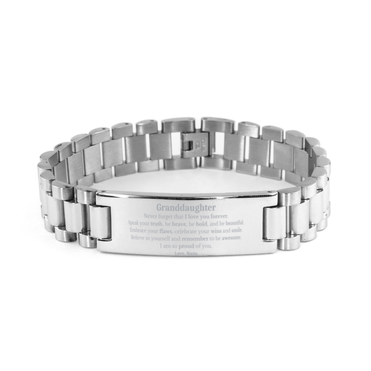 Granddaughter Ladder Stainless Steel Bracelet, Never forget that I love you forever, Inspirational Granddaughter Birthday Unique Gifts From Nana