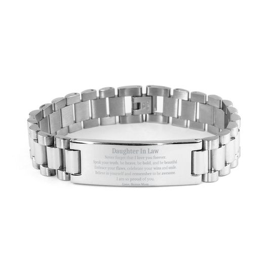 Daughter In Law Ladder Stainless Steel Bracelet, Never forget that I love you forever, Inspirational Daughter In Law Birthday Unique Gifts From Bonus Mom
