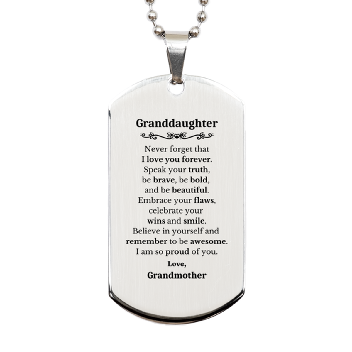 granddaughter silver dog tag never forget that i love you forever inspirational granddaughter birthday unique gifts from grandmother