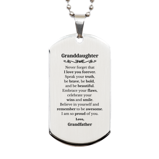 granddaughter silver dog tag never forget that i love you forever inspirational granddaughter birthday unique gifts from grandfather