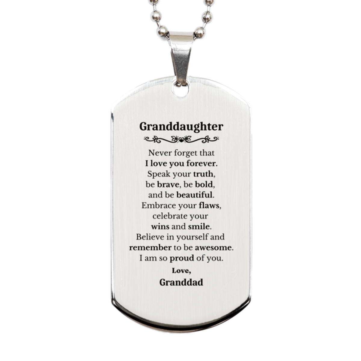 granddaughter silver dog tag never forget that i love you forever inspirational granddaughter birthday unique gifts from granddad