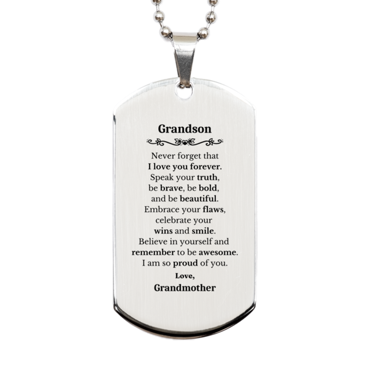 grandson silver dog tag never forget that i love you forever inspirational grandson birthday unique gifts from grandmother