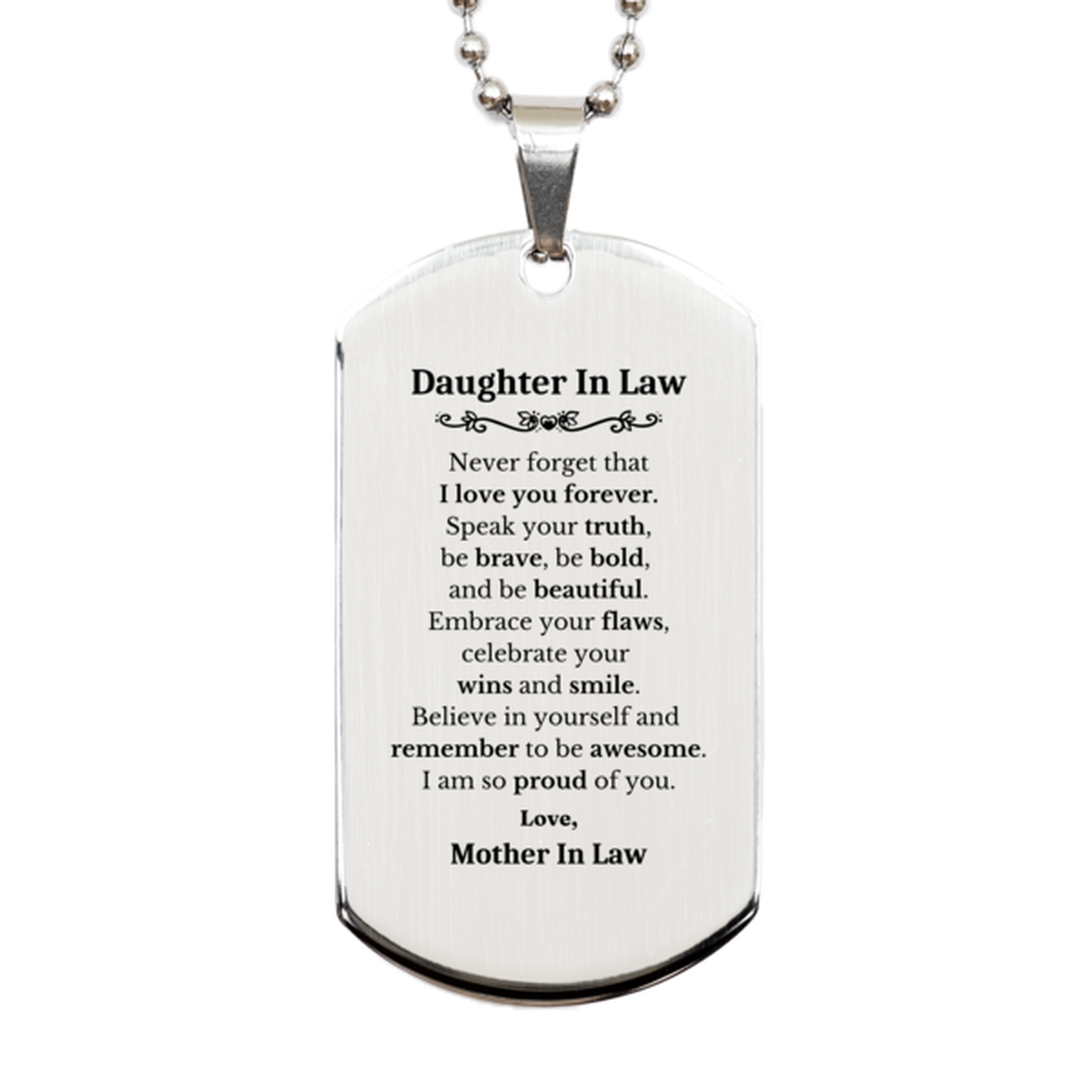 daughter in law silver dog tag never forget that i love you forever inspirational daughter in law birthday unique gifts from mother in law