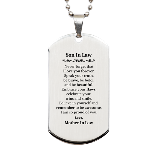 son in law silver dog tag never forget that i love you forever inspirational son in law birthday unique gifts from mother in law