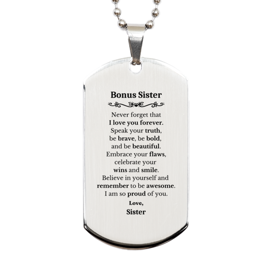 bonus sister silver dog tag never forget that i love you forever inspirational bonus sister birthday unique gifts from sister