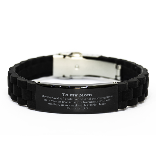 To My Mom Gifts, May the God of endurance, Bible Verse Scripture Black Glidelock Clasp Bracelet, Birthday Confirmation Gifts for Mom