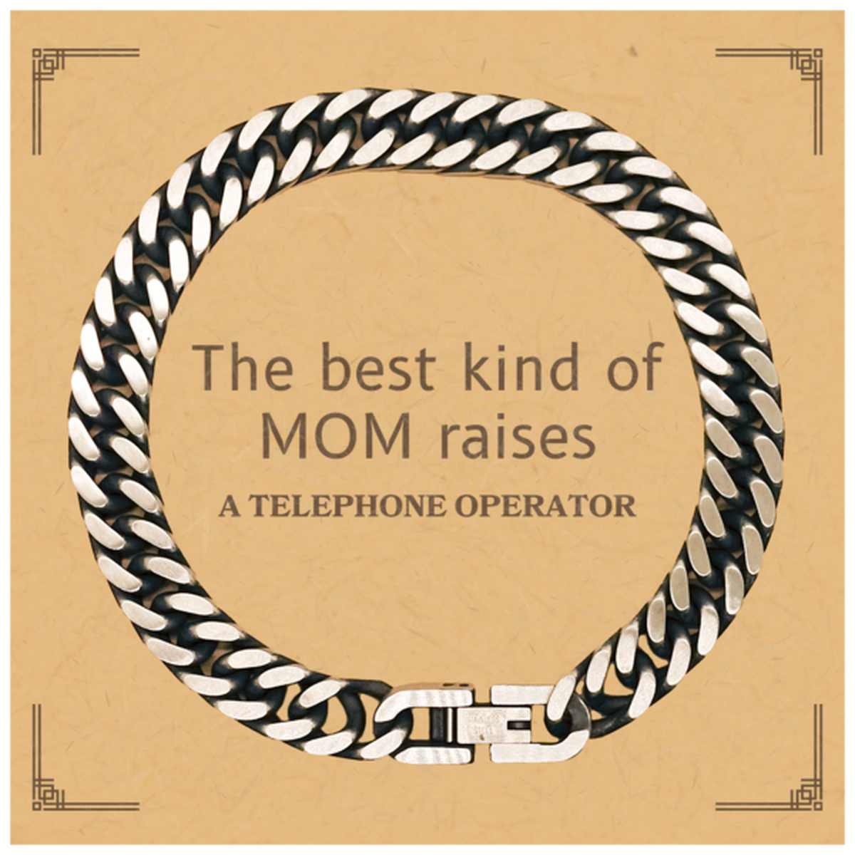 Regalos divertidos para mamá operadora de teléfono, el mejor tipo de mamá cría a una operadora de teléfono, cumpleaños, día de la madre, linda pulsera de cadena de eslabones cubanos para mamá operadora de teléfono