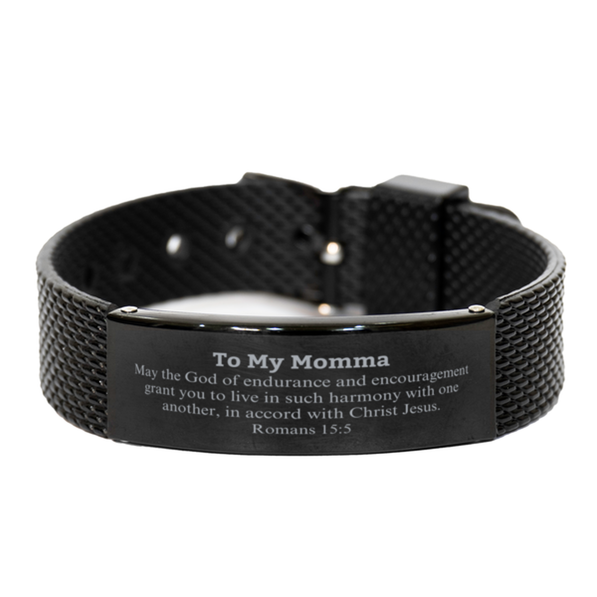 Regalos para mi mamá, que el Dios de la resistencia, versículo bíblico de las Escrituras, pulsera de malla de tiburón negro, regalos de confirmación de cumpleaños para mamá