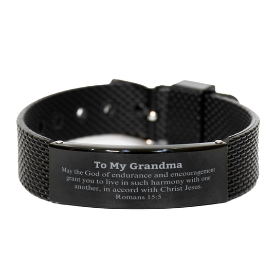 To My Grandma Gifts, May the God of endurance, Bible Verse Scripture Black Shark Mesh Bracelet, Birthday Confirmation Gifts for Grandma