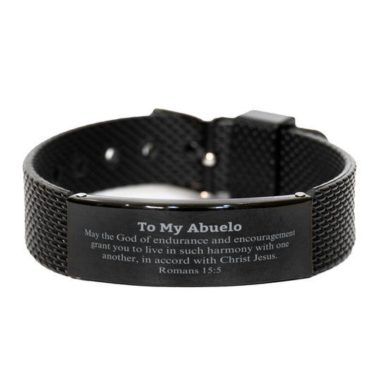 To My Abuelo Gifts, May the God of endurance, Bible Verse Scripture Black Shark Mesh Bracelet, Birthday Confirmation Gifts for Abuelo