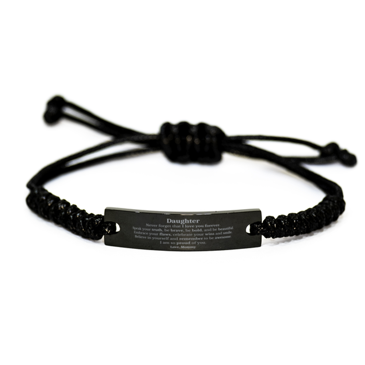 Pulsera de cuerda negra para hija, nunca olvides que te amo por siempre, regalos únicos e inspiradores de cumpleaños para hija de mamá