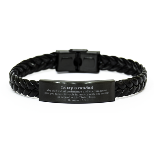 To My Grandad Gifts, May the God of endurance, Bible Verse Scripture Braided Leather Bracelet, Birthday Confirmation Gifts for Grandad