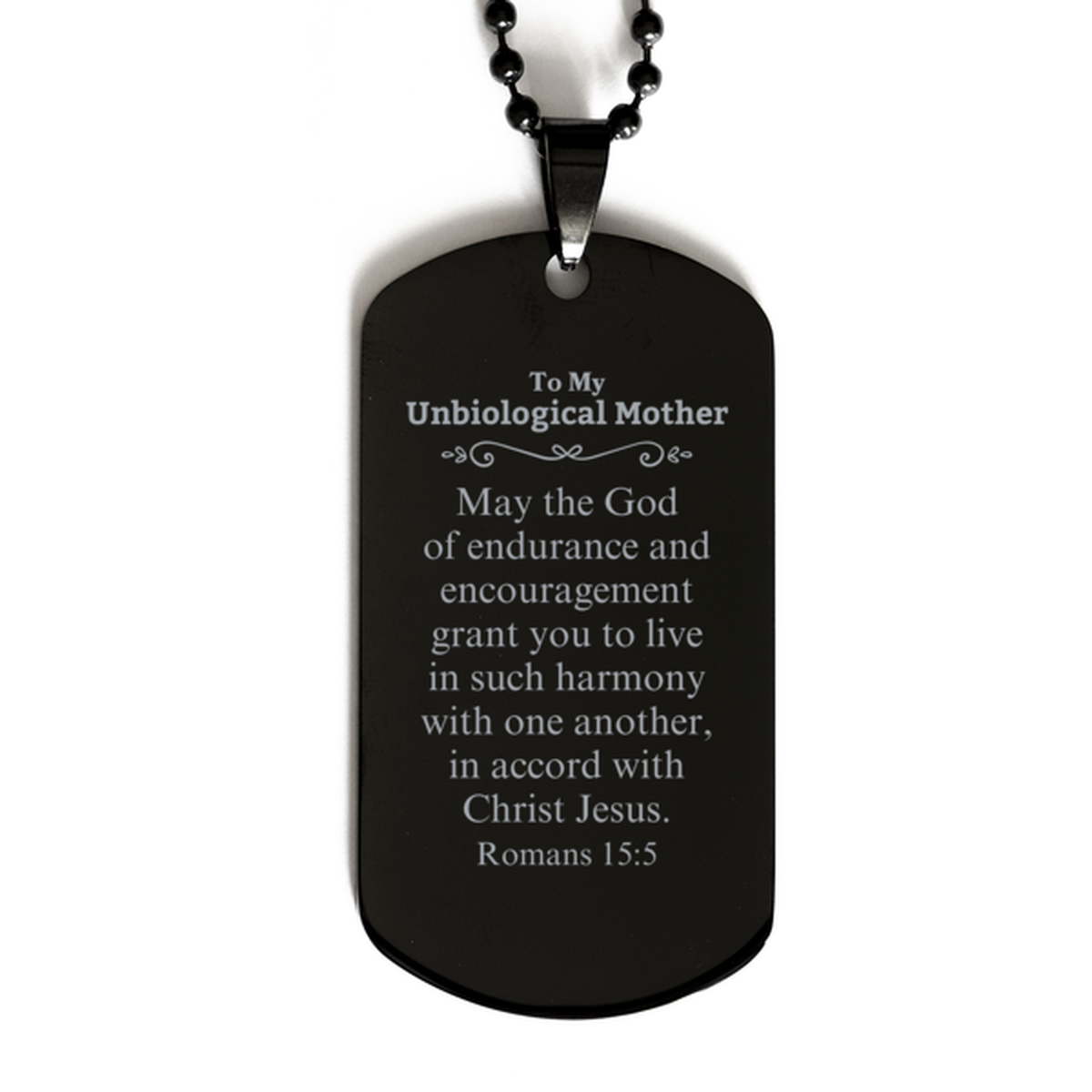 To My Unbiological Mother Gifts, May the God of endurance, Bible Verse Scripture Black Dog Tag, Birthday Confirmation Gifts for Unbiological Mother