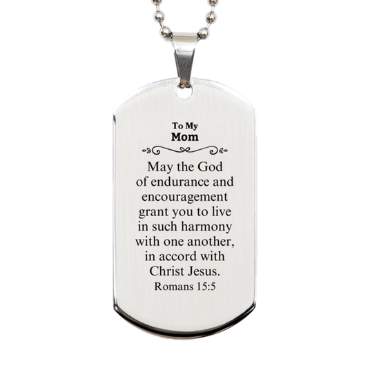 To My Mom Gifts, May the God of endurance, Bible Verse Scripture Silver Dog Tag, Birthday Confirmation Gifts for Mom