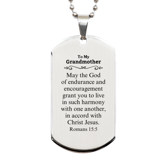 To My Grandmother Gifts, May the God of endurance, Bible Verse Scripture Silver Dog Tag, Birthday Confirmation Gifts for Grandmother